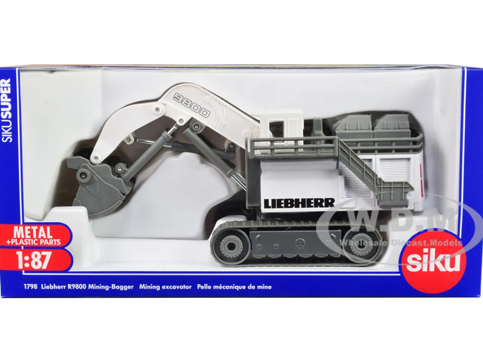 Liebherr R9800 Mining Excavator White and Gray 1/87 HO Diecast Model Siku 1798
