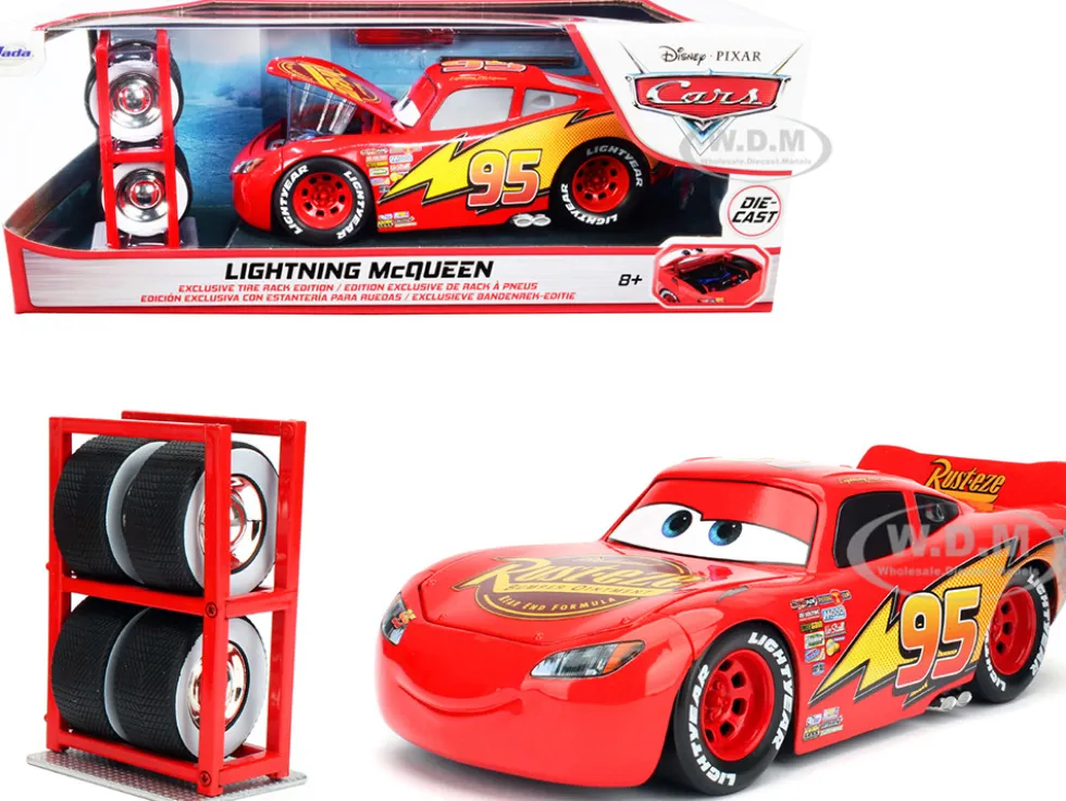 Lightning McQueen #95 Red Extra Wheels Disney & Pixar Cars Movie Hollywood Rides Series Diecast Model Car Jada 97751