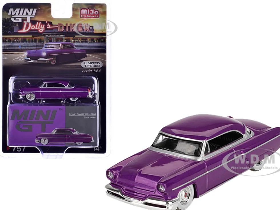1954 Lincoln Capri Hot Rod Purple Metallic Limited Edition to 3600 pieces Worldwide 1/64 Diecast Model Car by Mini GT