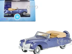 1941 Lincoln Continental Convertible Darian Blue Metallic with Tan Interior 1/87 HO Scale Diecast Model Car Oxford Diecast 87LC41007