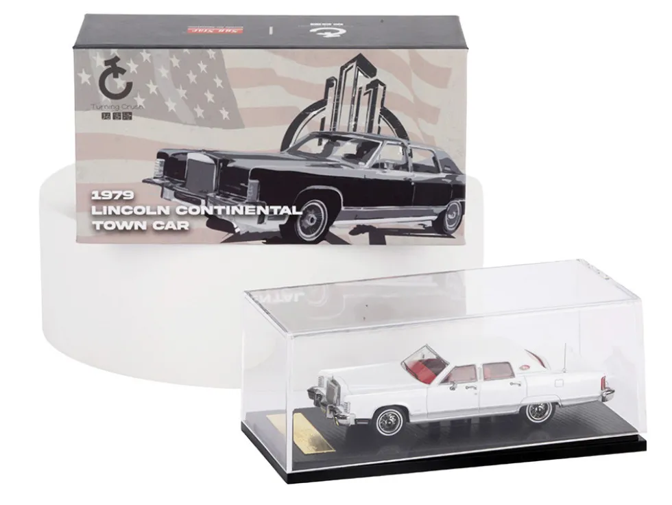 1979 Lincoln Continental Town Car White with Red Interior 1/64 Diecast Model Car by Sun Star