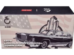 1979 Lincoln Continental Town Car Wedgewood Blue with White Top and White Interior 1/64 Diecast Model Car by Sun Star