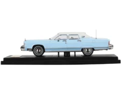 1979 Lincoln Continental Town Car Wedgewood Blue with White Top and White Interior 1/64 Diecast Model Car by Sun Star