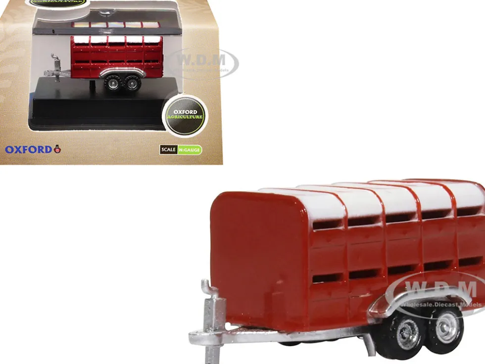 Livestock Trailer Red 1/148 (N) Scale Diecast Model Car by Oxford Diecast
