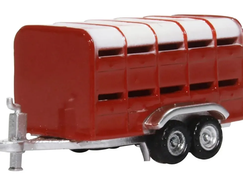 Livestock Trailer Red 1/148 (N) Scale Diecast Model Car by Oxford Diecast