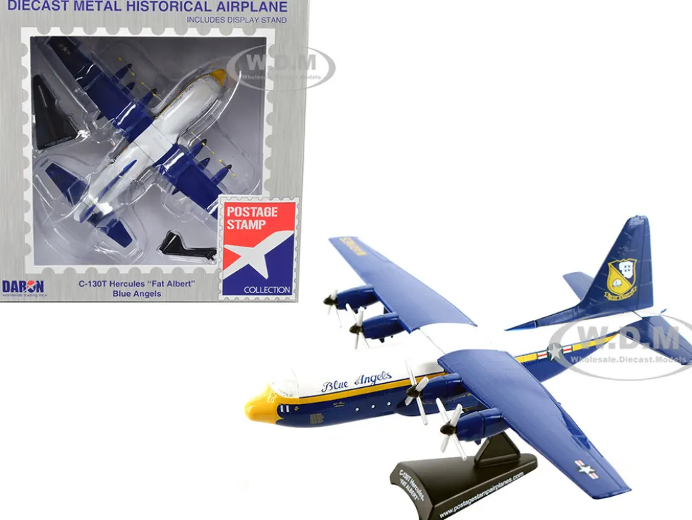 Lockheed C 130 Hercules Transport Aircraft Fat Albert Blue Angels 1/200 Diecast Model Airplane Postage Stamp PS5330-2