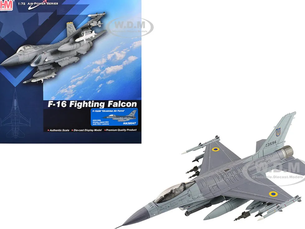 Lockheed F-16AM Fighting Falcon Fighter Aircraft "UA24-3596, Pylon Integrated Dispenser System Plus" (2024) Ukrainian Air Force "Air Power Series" 1/72 Diecast Model by Hobby Master