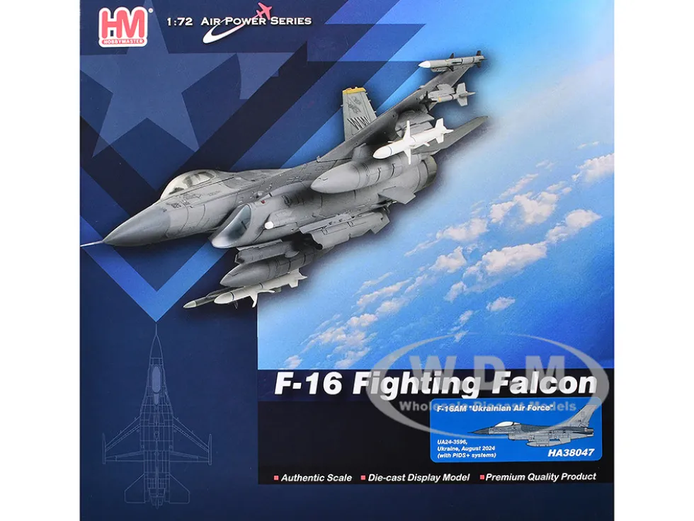 Lockheed F-16AM Fighting Falcon Fighter Aircraft "UA24-3596, Pylon Integrated Dispenser System Plus" (2024) Ukrainian Air Force "Air Power Series" 1/72 Diecast Model by Hobby Master