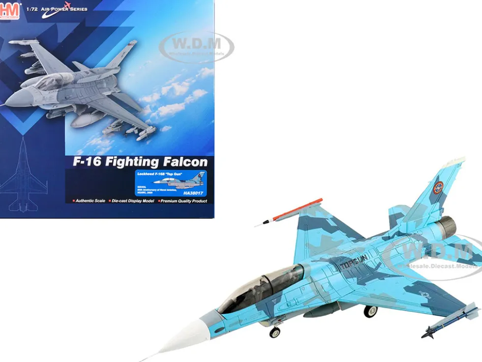 Lockheed F 16B Fighting Falcon Fighter Aircraft Top Gun 90th Anniversary of Naval Aviation NSAWC United States Navy Air Power Series 1/72 Diecast Model Hobby Master HA38017