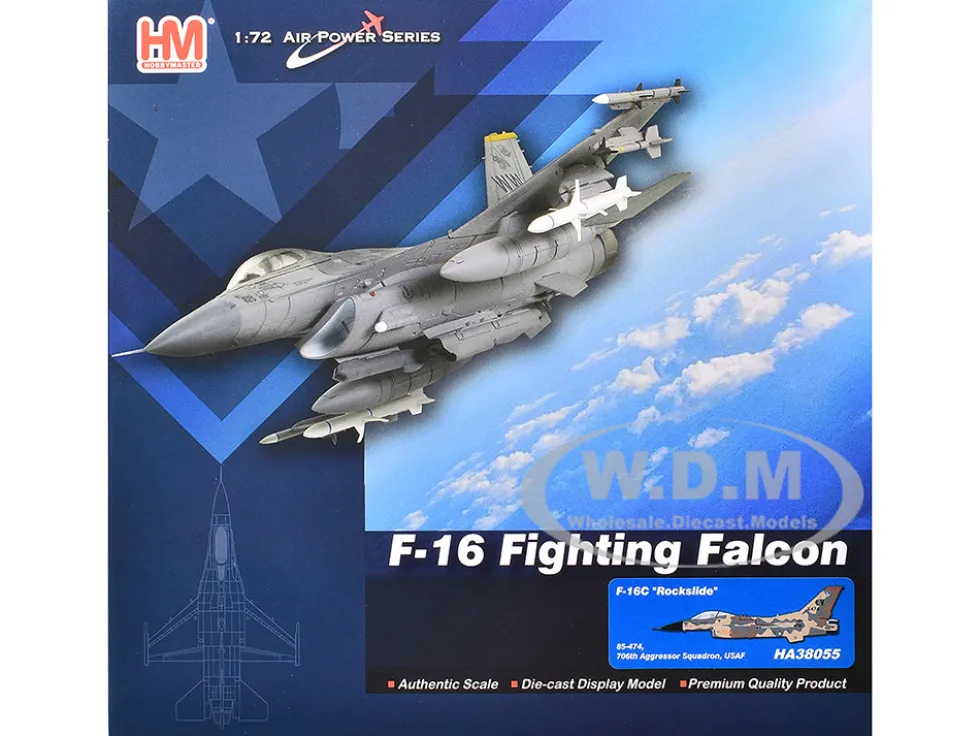 Lockheed F-16C Fighting Falcon Fighter Aircraft "85-474, Rockslide, 706th Aggressor Squadron" United States Air Force "Air Power Series" 1/72 Diecast Model by Hobby Master