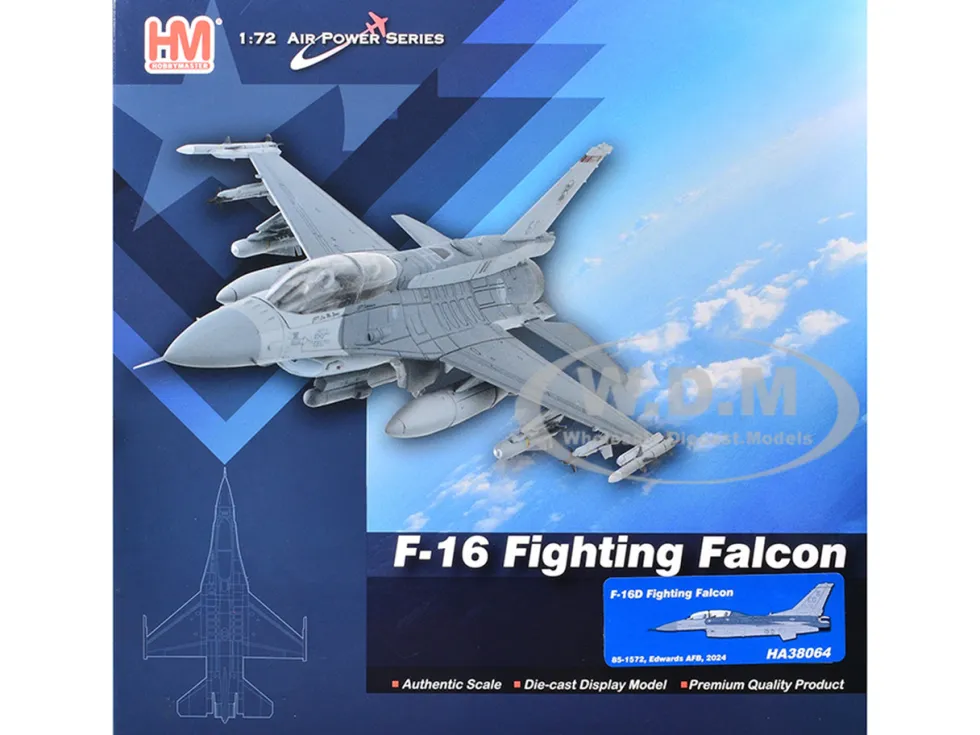 Lockheed F-16D Fighting Falcon Fighter Aircraft "85-1572, Edwards Air Force Base" (2024) United States Air Force "Air Power Series" 1/72 Diecast Model by Hobby Master