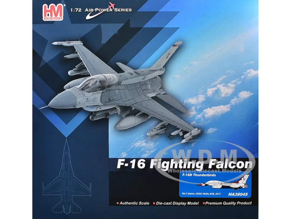 Lockheed F-16D Fighting Falcon Fighter Aircraft "No.7, Thunderbirds, Nellis Air Force Base" (2017) United States Air Force "Air Power Series" 1/72 Diecast Model by Hobby Master