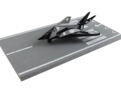 Lockheed F 117 Nighthawk Stealth Aircraft Black United States Air Force with Runway Section Diecast Model Airplane Runway24 RW100