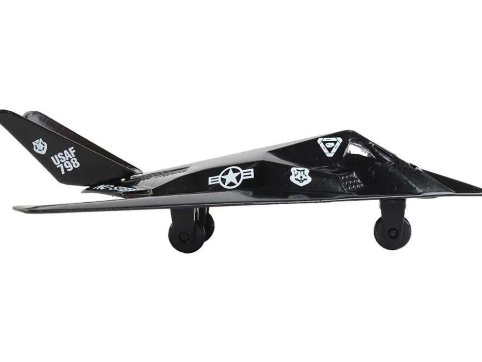 Lockheed F 117 Nighthawk Stealth Aircraft Black United States Air Force with Runway Section Diecast Model Airplane Runway24 RW100
