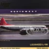 Lockheed L-188 Electra Commercial Aircraft "Northwest Orient" (N128US) White and Gray with Blue Stripes and Red Tail "Gemini 200" Series 1/200 Diecast Model Airplane by GeminiJets
