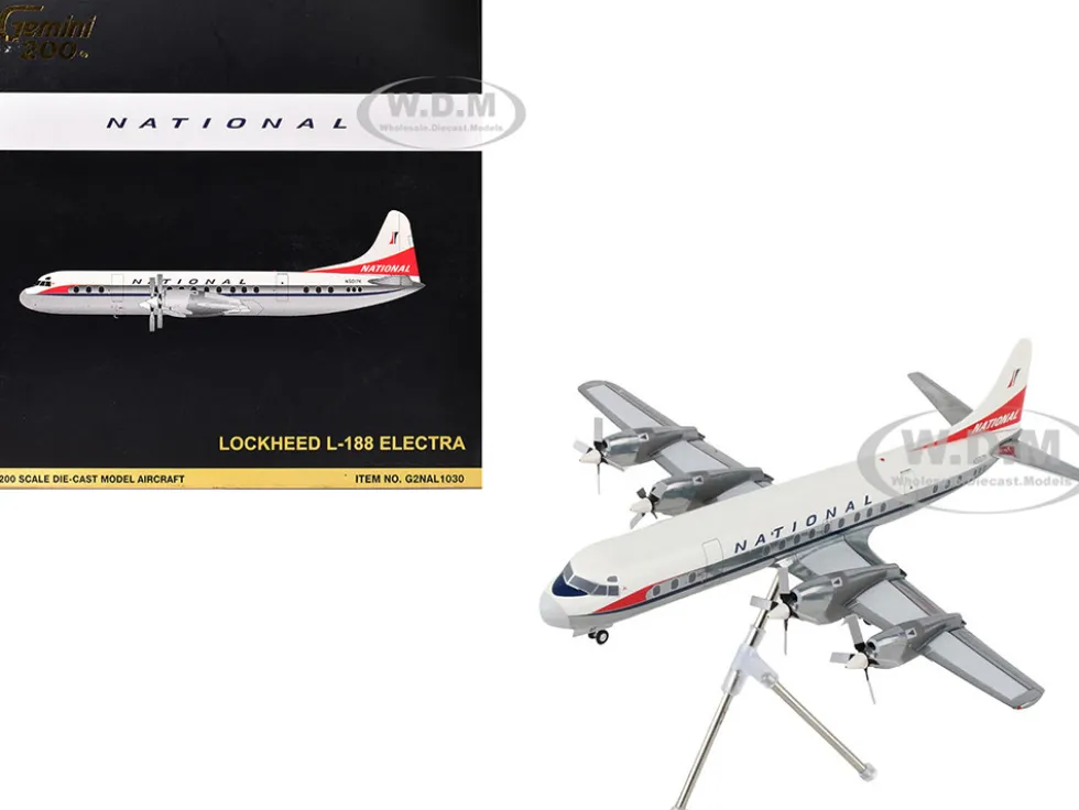 Lockheed L-188 Electra Commercial Aircraft "National Airlines" (N5017K) White and Gray "Gemini 200" Series 1/200 Diecast Model Airplane by GeminiJets