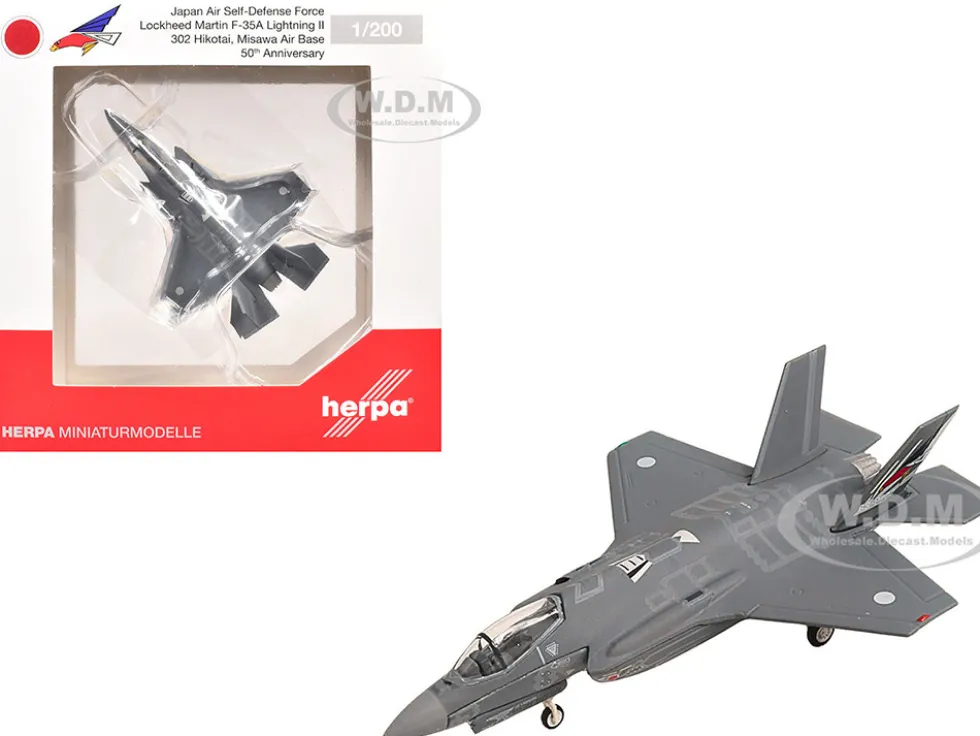 Lockheed Martin F-35A Lightning II Aircraft "50th Anniversary, 302 Hikotai, Misawa" (69-8702) Japan Air Self-Defense Force 1/200 Diecast Model Airplane by Herpa