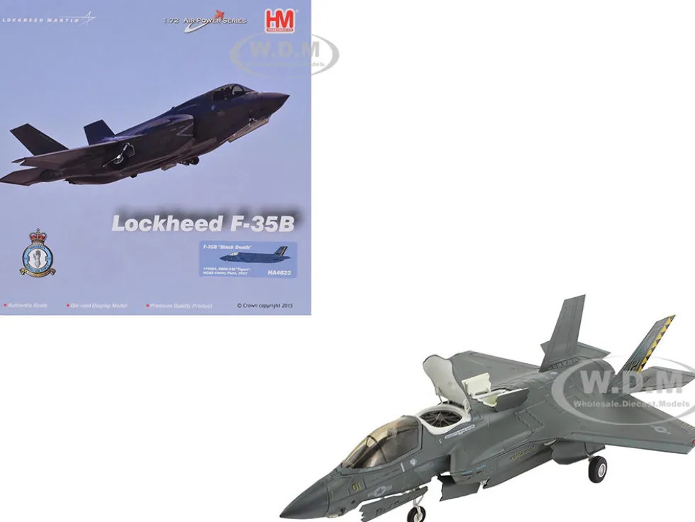 Lockheed Martin F-35B Lightning II Aircraft "Black Death, VMFA-542, MCAS Cherry Point" (2023) United States Marine Corps "Air Power Series" 1/72 Diecast Model by Hobby Master