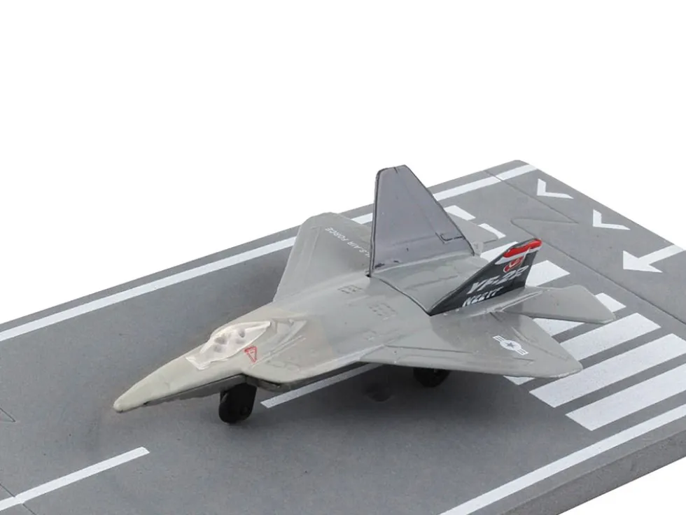 Lockheed Martin F 22 Raptor Stealth Aircraft Gray United States Air Force YF 22 with Runway Section Diecast Model Airplane Runway24 RW145