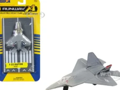 Lockheed Martin F 22 Raptor Stealth Aircraft Gray United States Air Force YF 22 with Runway Section Diecast Model Airplane Runway24 RW145