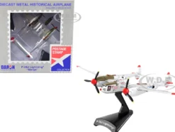Lockheed P 38J Lightning Fighter Aircraft Marge Pilot Richard Ira Dick Bong United States Air Force 1/115 Diecast Model Airplane Postage Stamp PS5362-3