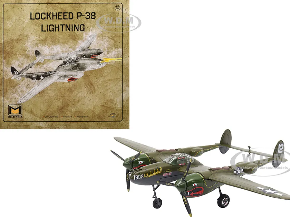 Lockheed P-38 Lightning Fighter Aircraft "Haleakala II, 80th FG, 459th FS Twin Dragons" (1944) United States Army Air Forces 1/72 Diecast Model by Militaria Die Cast