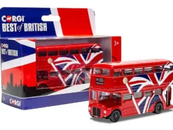 London Bus Red with UK Flag Graphics 