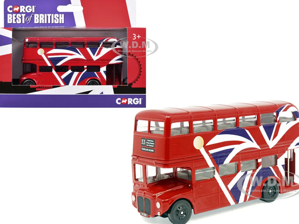 London Bus Red with UK Flag Graphics "Best of British" Series Diecast Model Car by Corgi