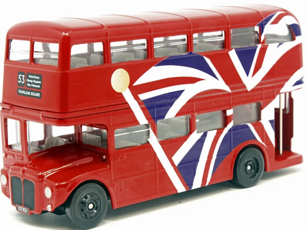 London Bus Red with UK Flag Graphics "Best of British" Series Diecast Model Car by Corgi