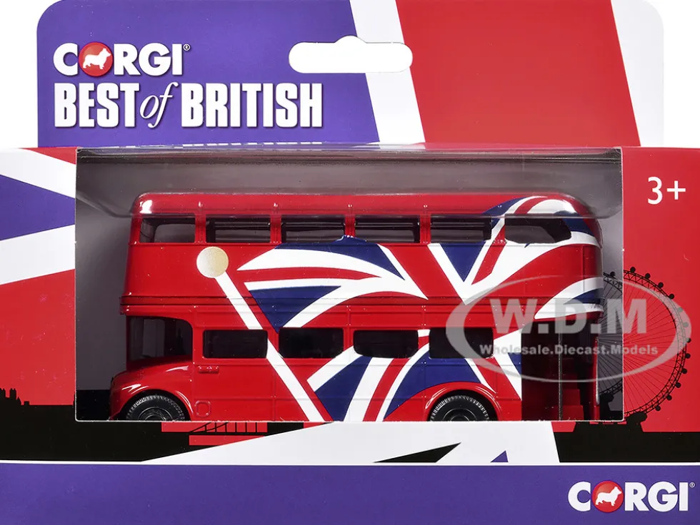 London Bus Red with UK Flag Graphics "Best of British" Series Diecast Model Car by Corgi