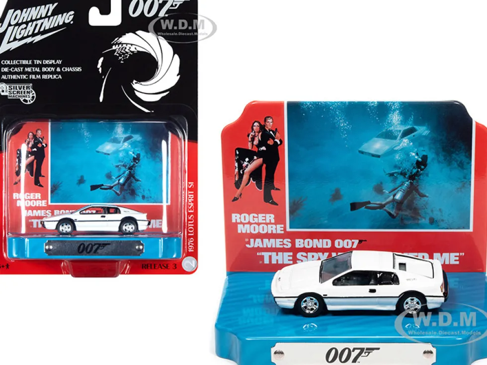 1976 Lotus Esprit S1 White Collectible Tin Display 007 James Bond The Spy Who Loved Me 1977 Movie 10th James Bond Series 1/64 Diecast Model Car Johnny Lightning JLDR014 JLSP118
