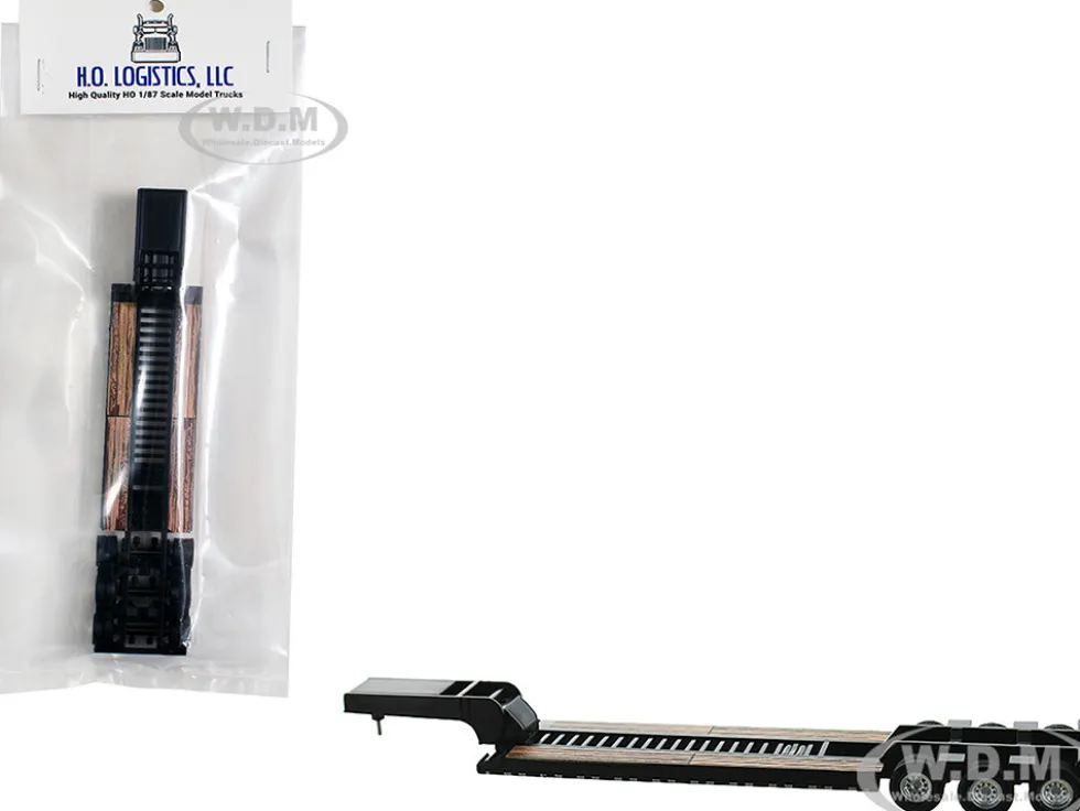 Low Boy Flatbed Trailer Black 1/87 (HO) Plastic Model Car by HO Logistics