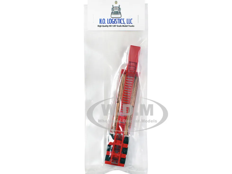 Low Boy Flatbed Trailer Red 1/87 (HO) Plastic Model Car by HO Logistics