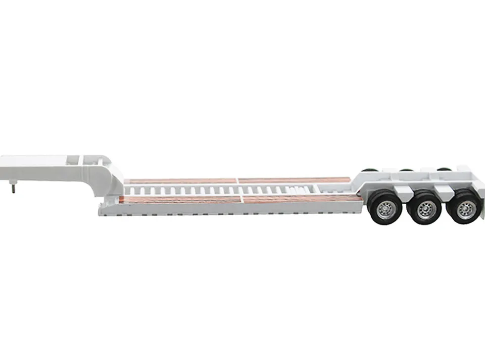 Low Boy Flatbed Trailer White 1/87 (HO) Plastic Model Car by HO Logistics