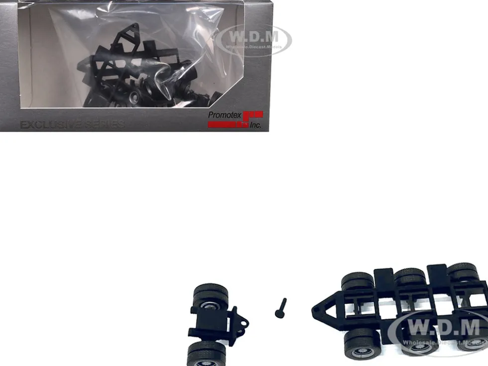 Lowboy Tri-Axle Booster with Integrated Rear Axle (2 Sets) 1/87 (HO) Plastic Model by Promotex
