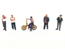 Lowriders #5 6 piece (5 People, 1 Bicycle) Diecast Figures Set 1/64 Scale Models by American Diorama