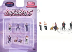 Lowriders #5 6 piece (5 People, 1 Bicycle) Diecast Figures Set 1/64 Scale Models by American Diorama