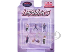 Lowriders #5 6 piece (5 People, 1 Bicycle) Diecast Figures Set 1/64 Scale Models by American Diorama