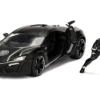 Lykan Hypersport Black with Black Panther Diecast Figurine Avengers Marvel Series 1/24 Diecast Model Car Jada 99723