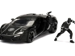 Lykan Hypersport Black with Black Panther Diecast Figurine Avengers Marvel Series 1/24 Diecast Model Car Jada 99723