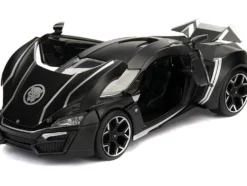 Lykan Hypersport Black with Black Panther Diecast Figurine Avengers Marvel Series 1/24 Diecast Model Car Jada 99723