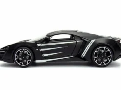 Lykan Hypersport Black with Black Panther Diecast Figurine Avengers Marvel Series 1/24 Diecast Model Car Jada 99723