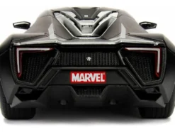 Lykan Hypersport Black with Black Panther Diecast Figurine Avengers Marvel Series 1/24 Diecast Model Car Jada 99723