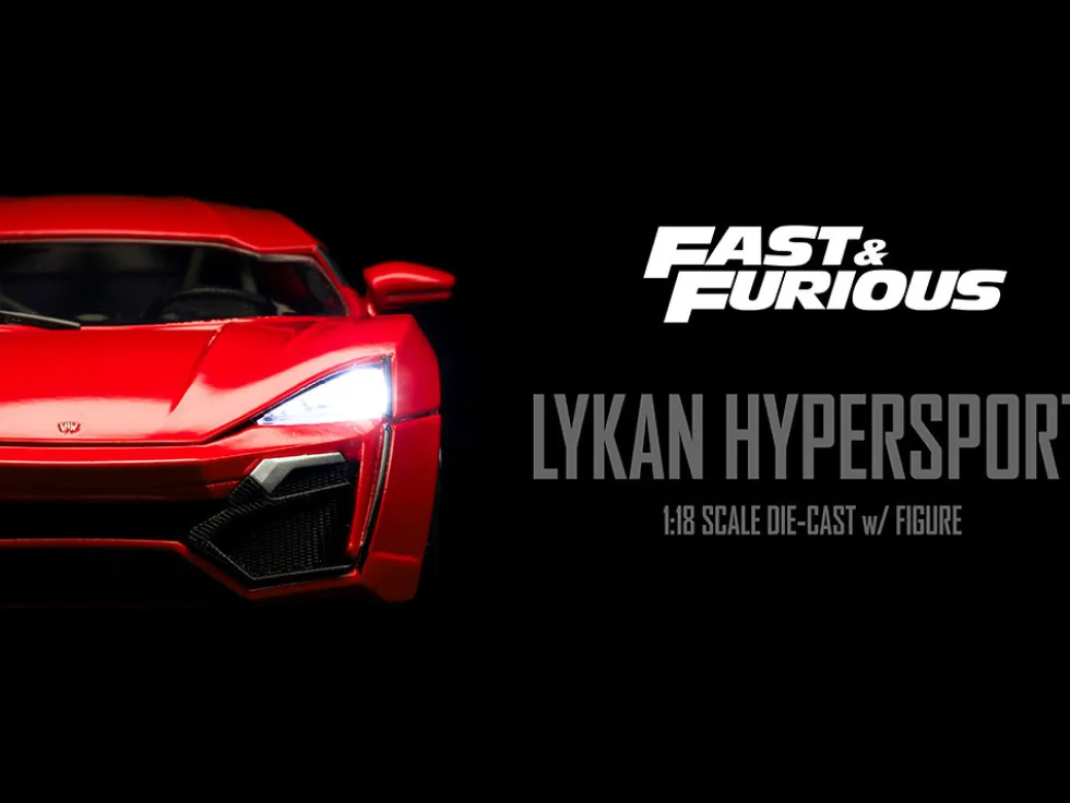 Lykan Hypersport Red Lights Dom Figurine Fast & Furious Movie 1/18 Diecast Model Car Jada 31140