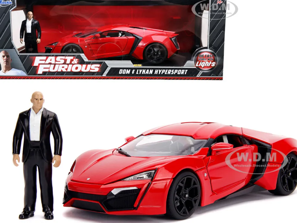 Lykan Hypersport Red Lights Dom Figurine Fast & Furious Movie 1/18 Diecast Model Car Jada 31140