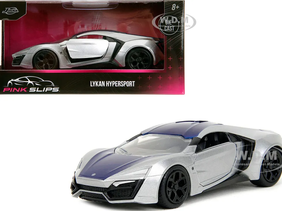 Lykan Hypersport Silver Metallic and Purple Pink Slips Series 1/32 Diecast Model Car Jada 35415