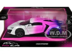 Lykan Hypersport White Pink and Purple Gradient Pink Slips Series 1/24 Diecast Model Car Jada 35058