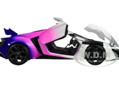 Lykan Hypersport White Pink and Purple Gradient Pink Slips Series 1/24 Diecast Model Car Jada 35058