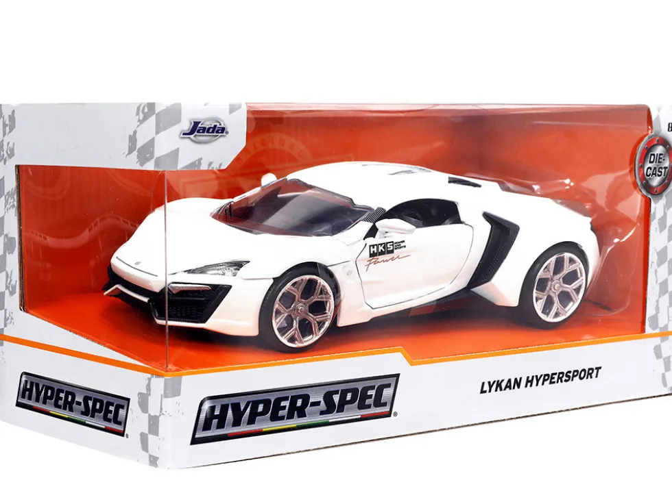 Lykan Hypersport White with Bronze Metallic Rear Spoiler HKS Hyper-Spec Series 1/24 Diecast Model Car Jada JA34030