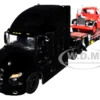 Mack Anthem Sleeper and Landoll 440B-50CA Traveling Axle Trailer Black with Mack B-61 Day Cab Load Red "Mack Anniversary" 1/64 Diecast Model by DCP/First Gear